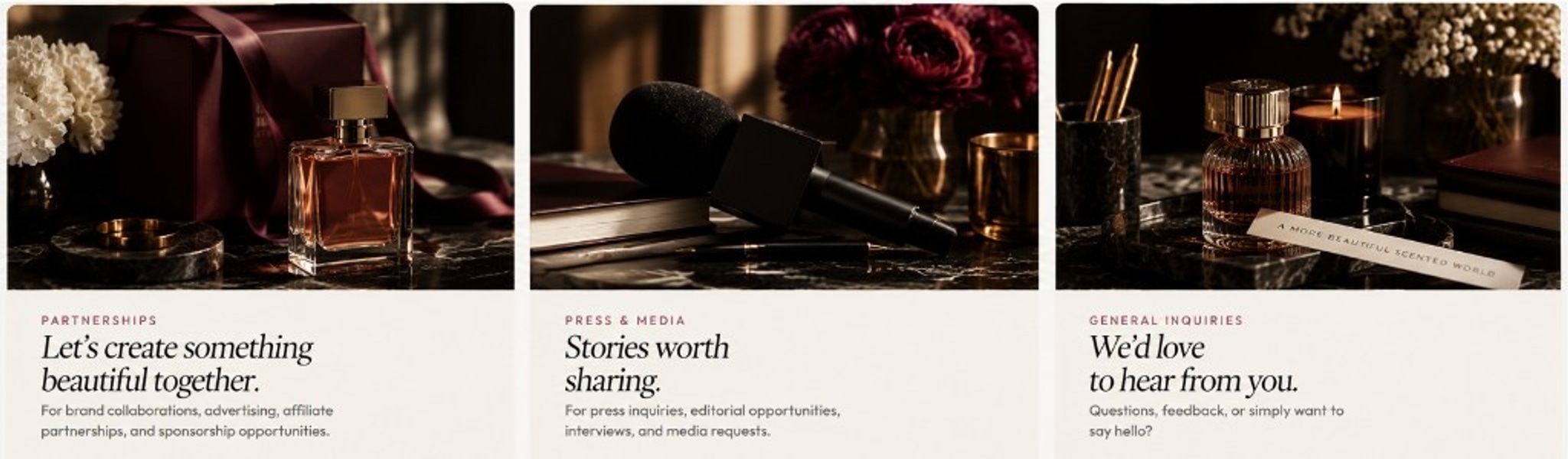 Partnerships, Press & Media, and General Inquiries